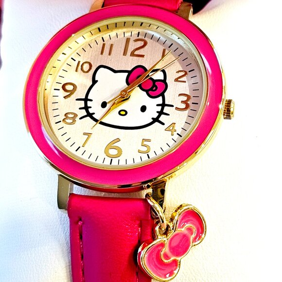 Sanrio Hello Kitty Pink Women's Watch, Charm, Leather, Gift Box - Picture 2 of 4